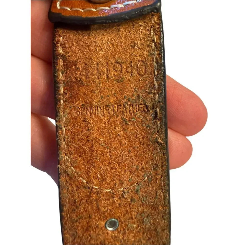 Studded Brown Hair-on Leather Belt with Crystal Accents Size 28 (no buckle)